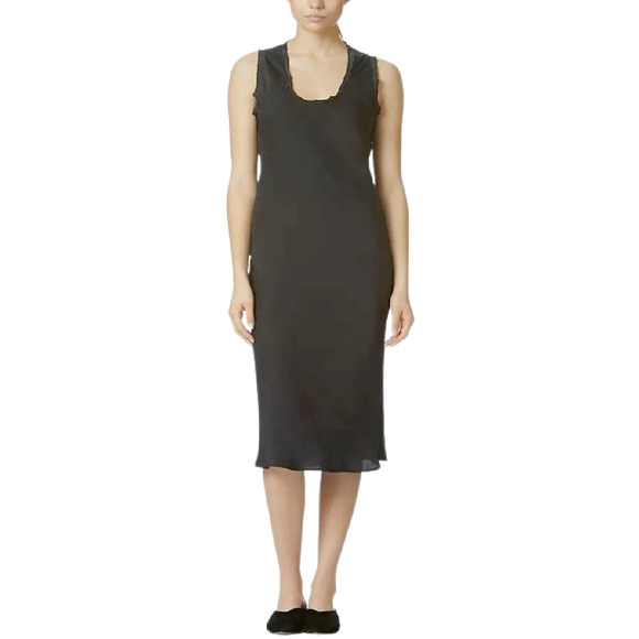 Avec Les Filles‎ Bias Cut Midi Slip Dress in Washed Black Satin Size L NWT - Picture 1 of 7